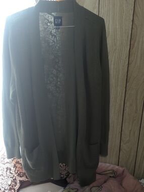 GAP Olive Green Open-Front Pocket Cardigan Women's 2XL NWOT